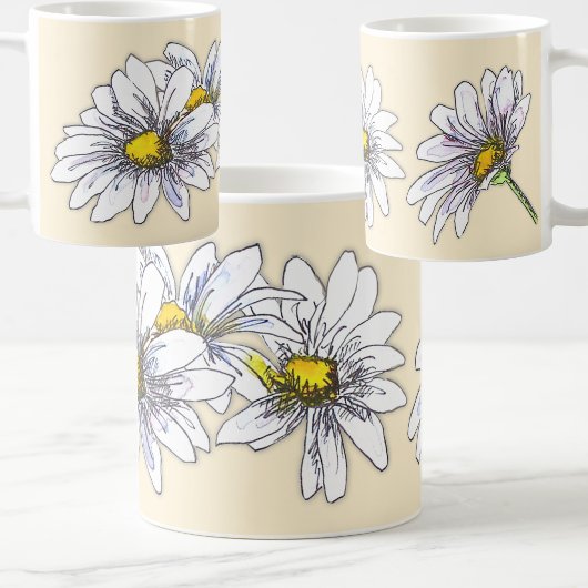 Boho Watercolor Floral Daisy Christmas Gift コーヒーマグカップ