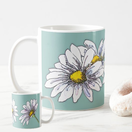 Boho Watercolor Floral Daisy Christmas Gift コーヒーマグカップ