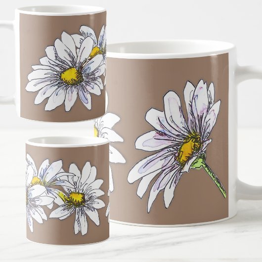 Boho Watercolor Floral Daisy Christmas Gift コーヒーマグカップ