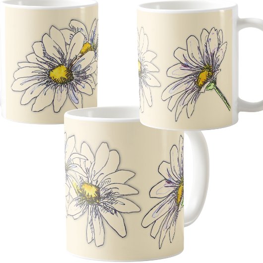 Boho Watercolor Floral Daisy Christmas Gift コーヒーマグカップ