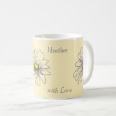 Boho Watercolor Floral Daisy Custom Christmas Gift コーヒーマグカップ (正面右)