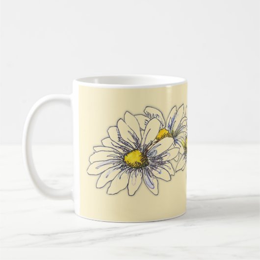 Boho Watercolor Floral Daisy Custom Christmas Gift コーヒーマグカップ (左)