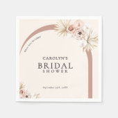 Boho Watercolor Floral Modern Arch Bridal Shower スタンダードカクテルナプキン (正面)
