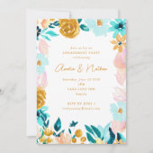 Boho Watercolor Floral Modern Engagement Party 招待状 (正面)