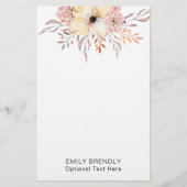 Boho Watercolor Floral Monogram Name 便箋 (正面)