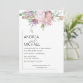 Boho Watercolor Floral Wedding Invitation 招待状 (スタンド正面)