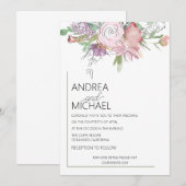 Boho Watercolor Floral Wedding Invitation 招待状 (正面/裏面)