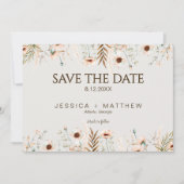 Boho Watercolor Floral Wedding Photo セーブザデート (正面)