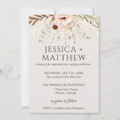 Boho Watercolor Floral Wedding Photo 招待状 (正面)