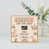 Boho Watercolor Gender Neutral Digital Pregnancy 案内状 (スタンド正面)