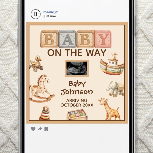 Boho Watercolor Gender Neutral Digital Pregnancy 案内状