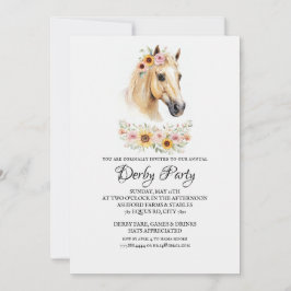 Boho Watercolor Horse Kentucky Derby Party Invitat 招待状