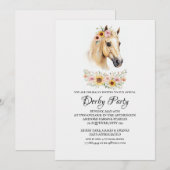 Boho Watercolor Horse Kentucky Derby Party Invitat 招待状 (正面/裏面)
