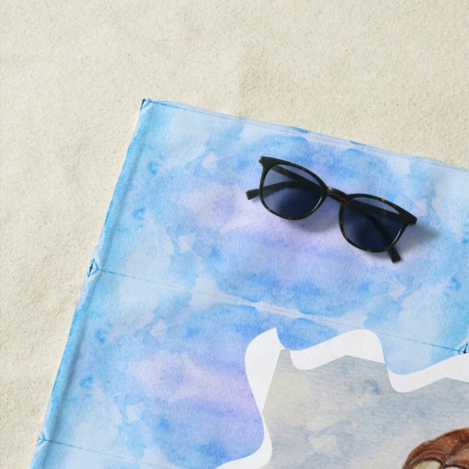 Boho Watercolor Mermaid Personalized ビーチタオル (インサイチュ)