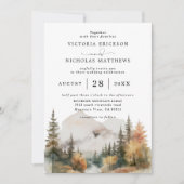Boho Watercolor Mountain Budget QR code Wedding 招待状 (正面)