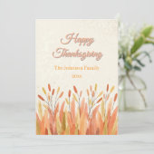 Boho Watercolor Pampas Grass & Rustic Thanksgiving シーズンカード (スタンド正面)