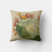 Boho Watercolor Prickly Pear Cactus Fruit  クッション (裏面)