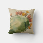 Boho Watercolor Prickly Pear Cactus Fruit  クッション (正面)