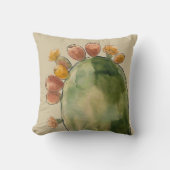 Boho Watercolor Prickly Pear Cactus Fruit  クッション (正面)