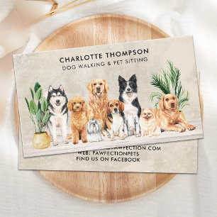 Boho Watercolor Puppy Dogs Dog Walker Pet Sitter  名刺