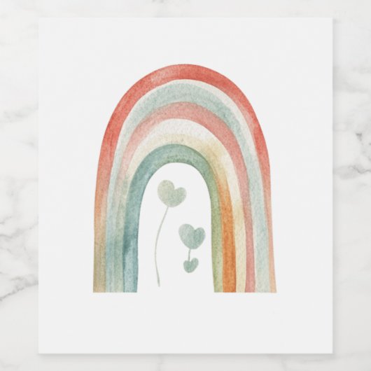 Boho Watercolor Rainbow ワインラベル (シングルラベル)