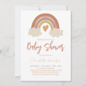 Boho Watercolor Rainbow Baby Shower 招待状 (正面)