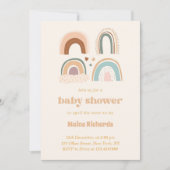 Boho Watercolor Rainbow Baby Shower Cute 招待状 (正面)