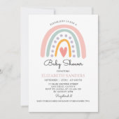 Boho Watercolor Rainbow Baby Shower Girl 招待状 (正面)