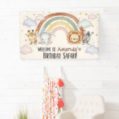 Boho Watercolor Safari Animals 1st Birthday Banner 横断幕 (インサイチュ)
