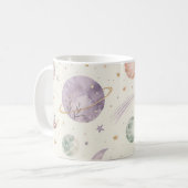 Boho Watercolor Space & Planets Seamless Pattern コーヒーマグカップ (正面左)