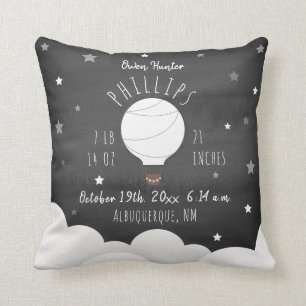 Boho Watercolor Stars Hot Air Balloon誕生詳細 クッション