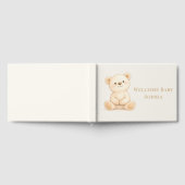 Boho Watercolor Teddy Bear Welcome Baby Shower ゲストブック (全面)