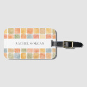BOHO WATERCOLOR TILES EARTH COLOR Personalized ラゲッジタグ (正面横)