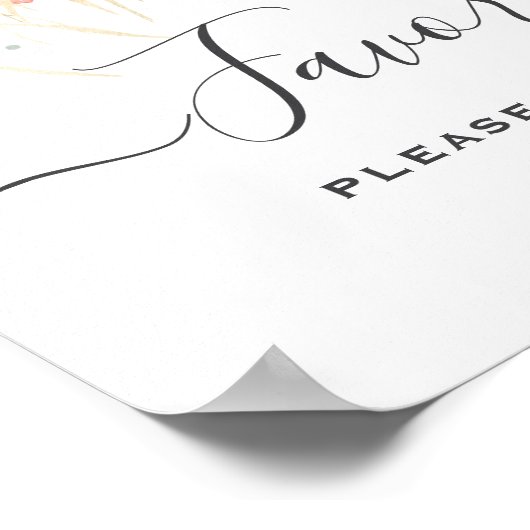 Boho Watercolor Wedding Favors Sign ポスター (角)