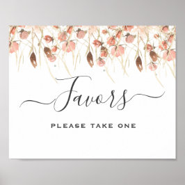 Boho Watercolor Wedding Favors Sign ポスター