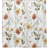 Boho Watercolor Wildflower シャワーカーテン (正面)