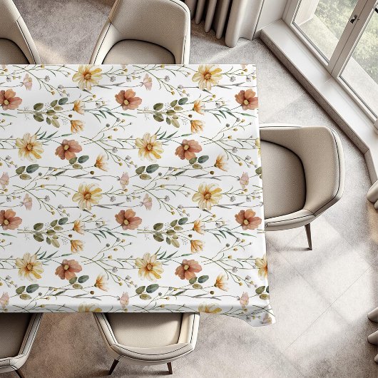 Boho Watercolor Wildflower テーブルクロス