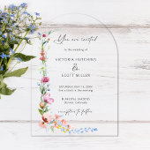 Boho Watercolor Wildflower Calligraphy Wedding アクリル招待状