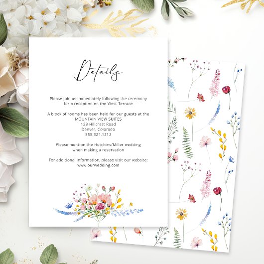 Boho Watercolor Wildflower Calligraphy Wedding エンクロージャーカード