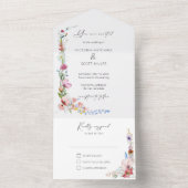 Boho Watercolor Wildflower Calligraphy Wedding オールインワン招待状 (内側)