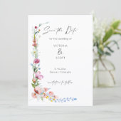 Boho Watercolor Wildflower Calligraphy Wedding セーブザデート (スタンド正面)