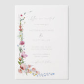 Boho Watercolor Wildflower Calligraphy Wedding ベラム紙招待状 (正面)