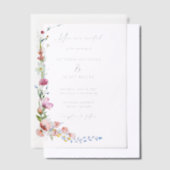 Boho Watercolor Wildflower Calligraphy Wedding ベラム紙招待状 (オフセット)