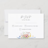 Boho Watercolor Wildflower Calligraphy Wedding 出欠カード (正面)
