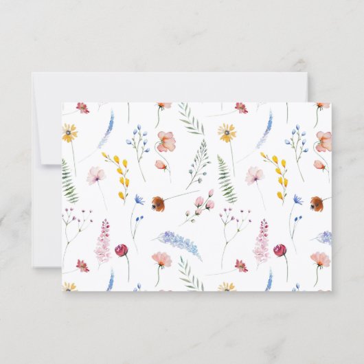 Boho Watercolor Wildflower Calligraphy Wedding 出欠カード (裏面)