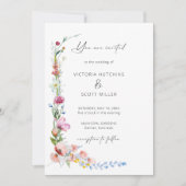 Boho Watercolor Wildflower Calligraphy Wedding     招待状 (正面)