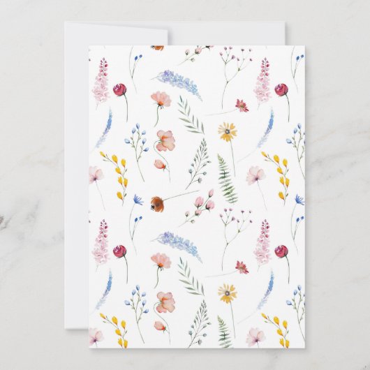 Boho Watercolor Wildflower Calligraphy Wedding     招待状 (裏面)