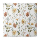 Boho Watercolor Wildflower Ceramic タイル (正面)