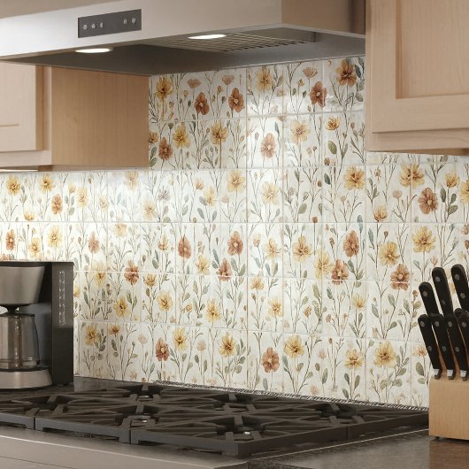 Boho Watercolor Wildflower Ceramic タイル