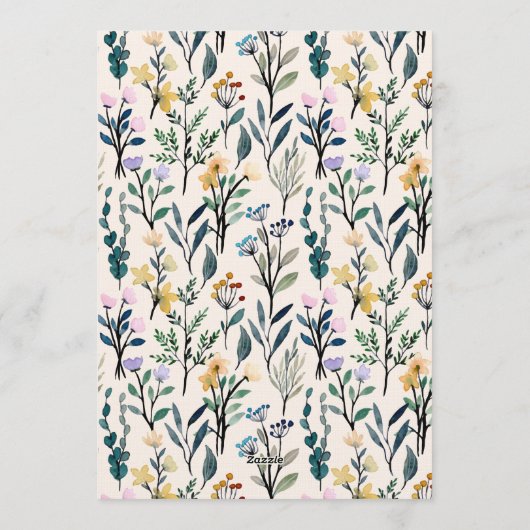 Boho Watercolor Wildflower Couples Baby Shower 招待状 (裏面)